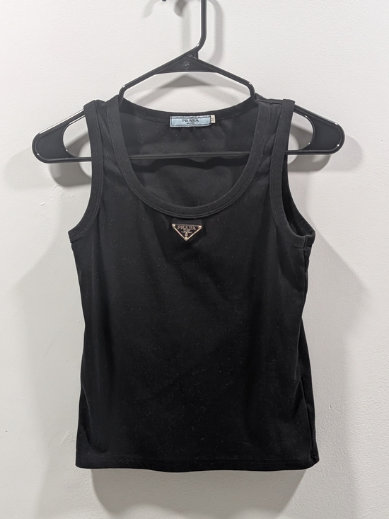 Prada Tops - Prada Black Triangle Logo Tank